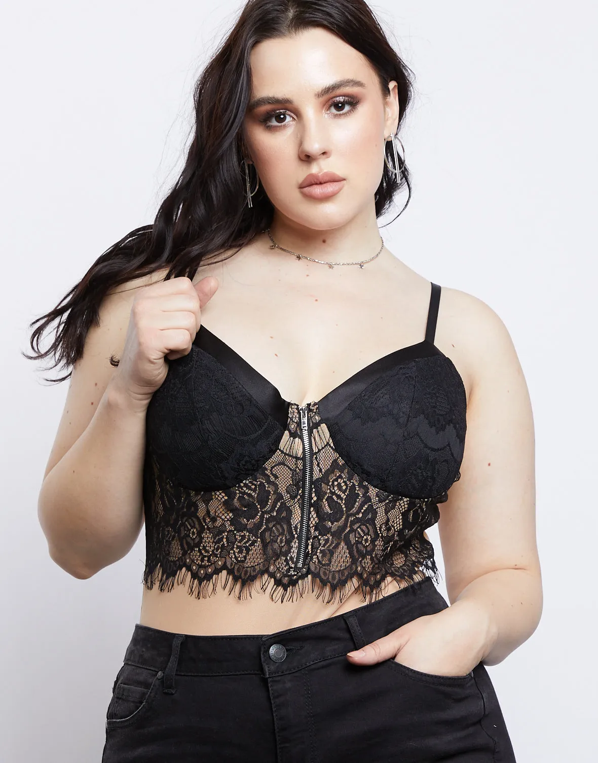 Plus Size Floral Lace Bodysuit