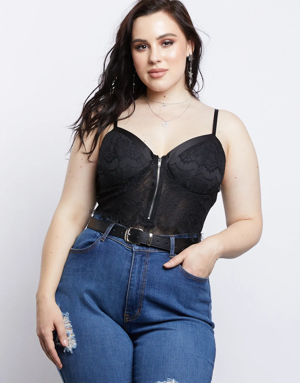 Plus Size Floral Lace Bodysuit