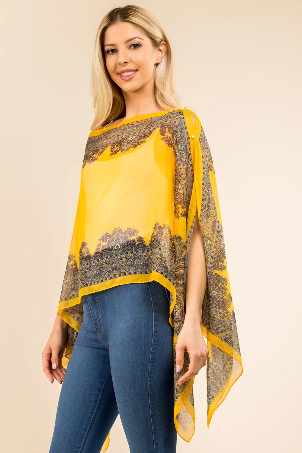 PP-3361 paisley design multi way poncho