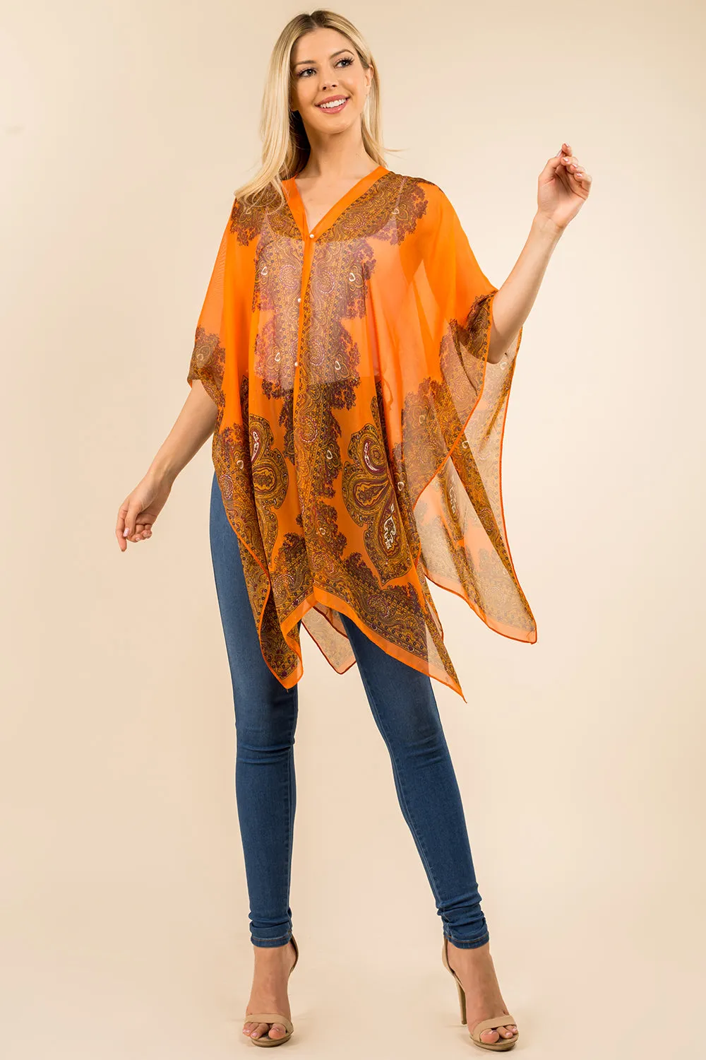 PP-3361 paisley design multi way poncho