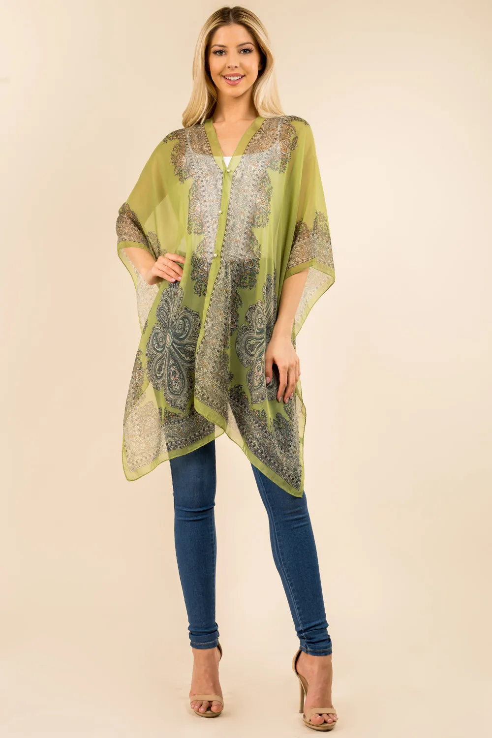 PP-3361 paisley design multi way poncho