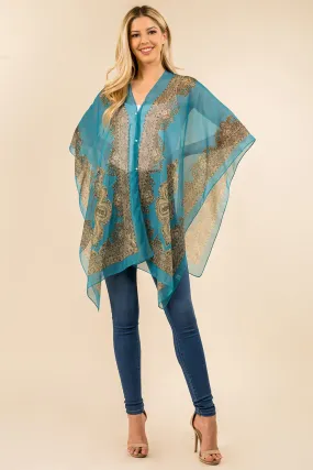 PP-3361 paisley design multi way poncho