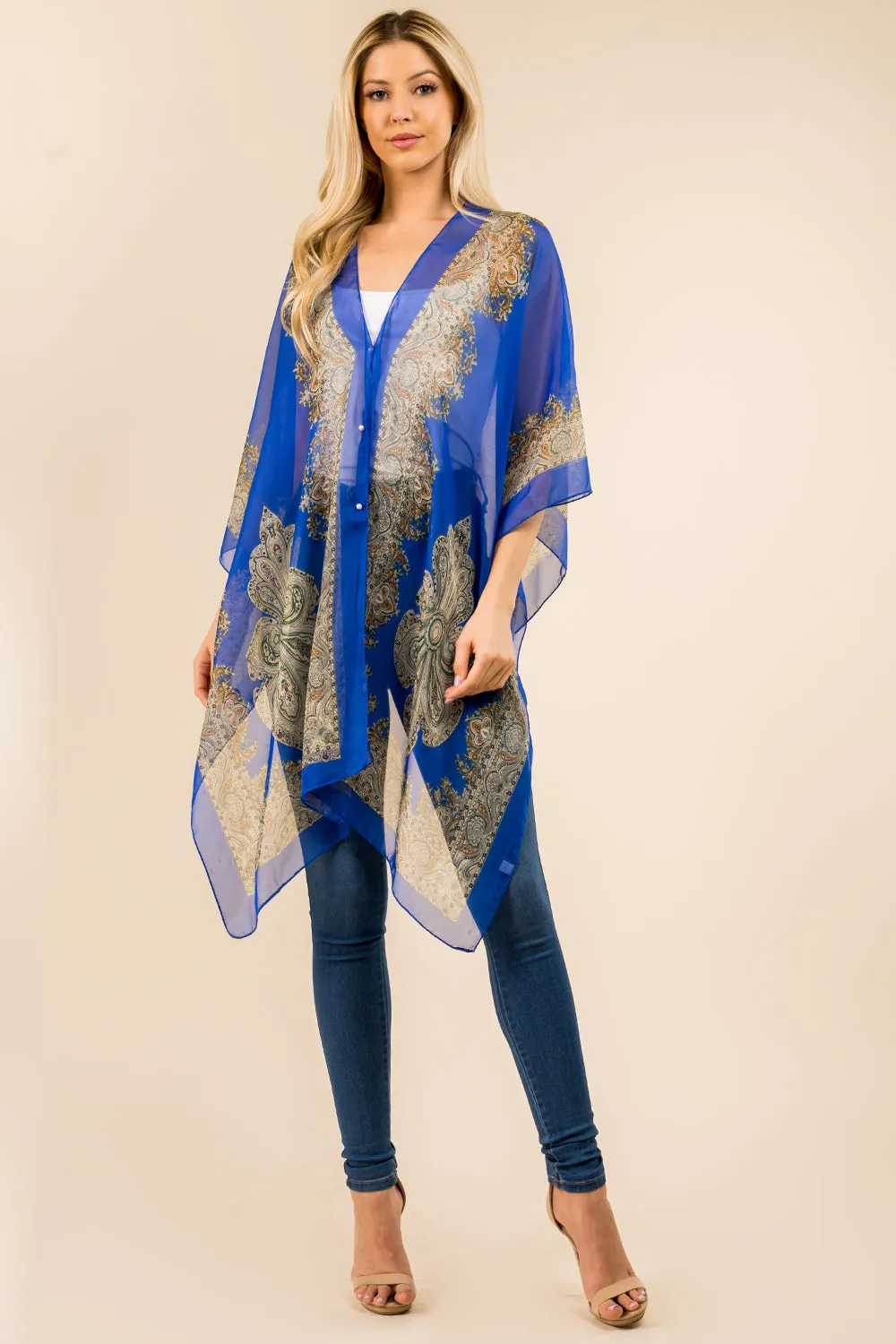 PP-3361 paisley design multi way poncho