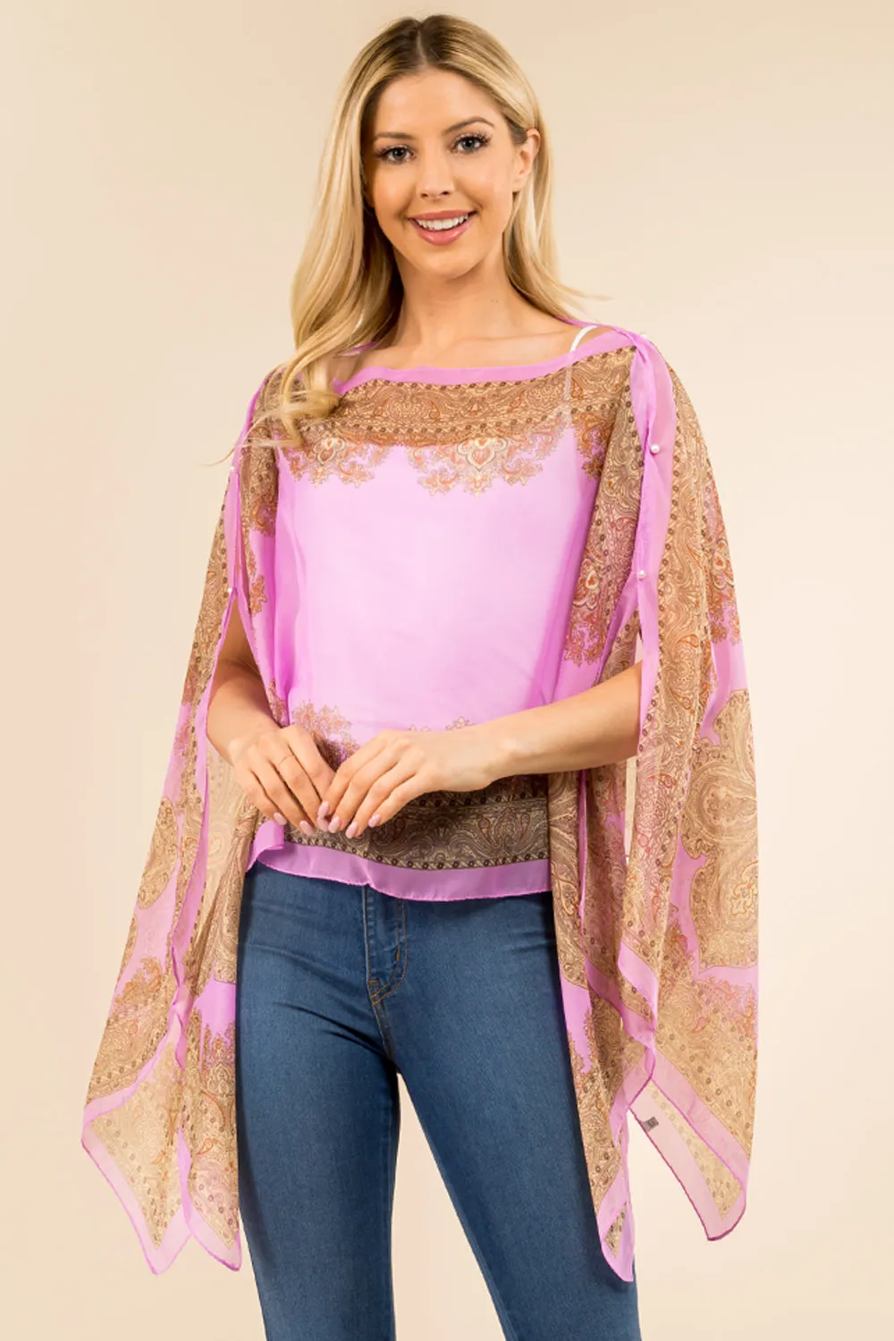 PP-3361 paisley design multi way poncho