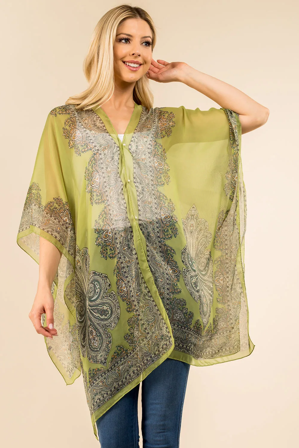 PP-3361 paisley design multi way poncho