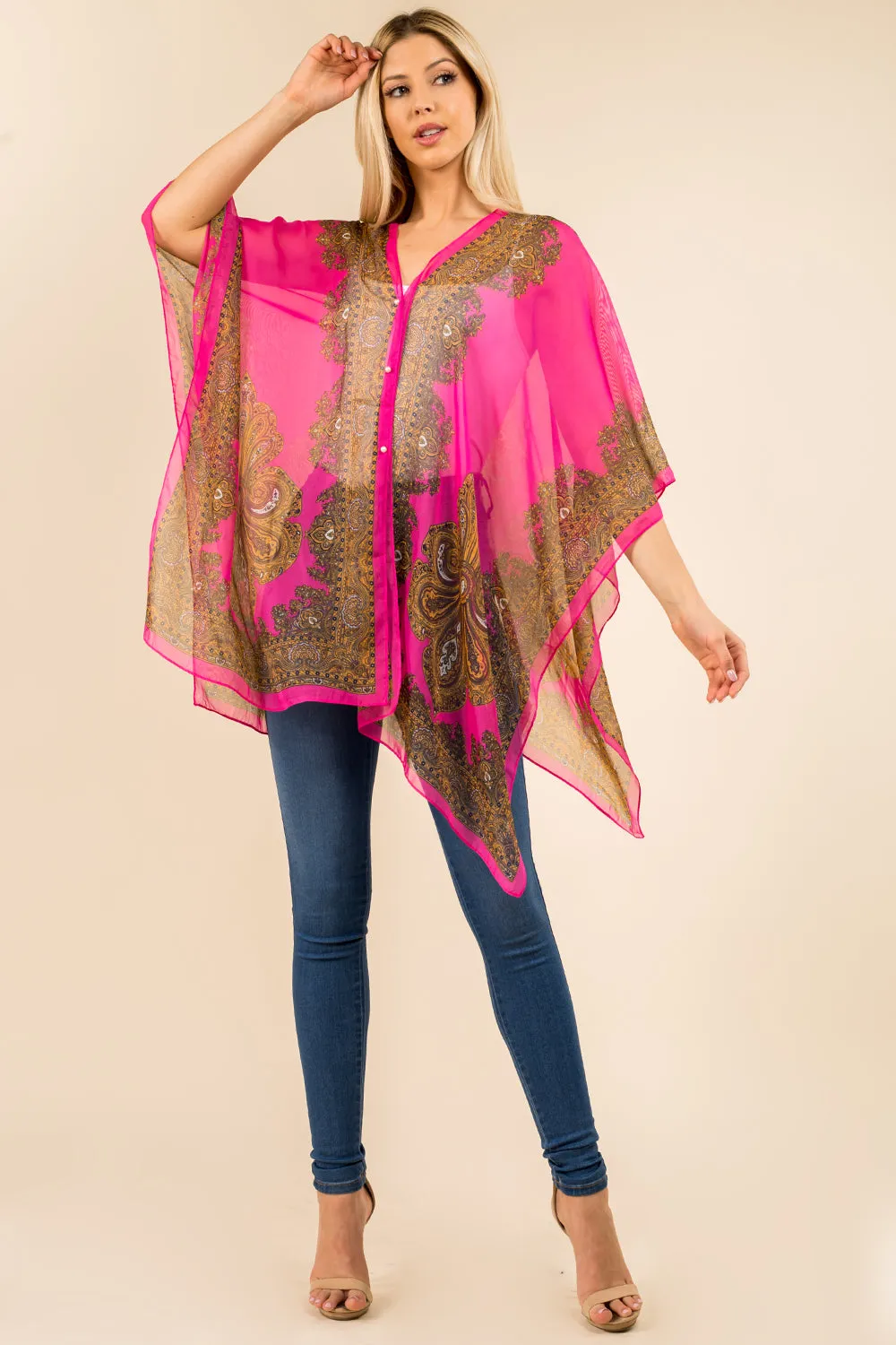 PP-3361 paisley design multi way poncho