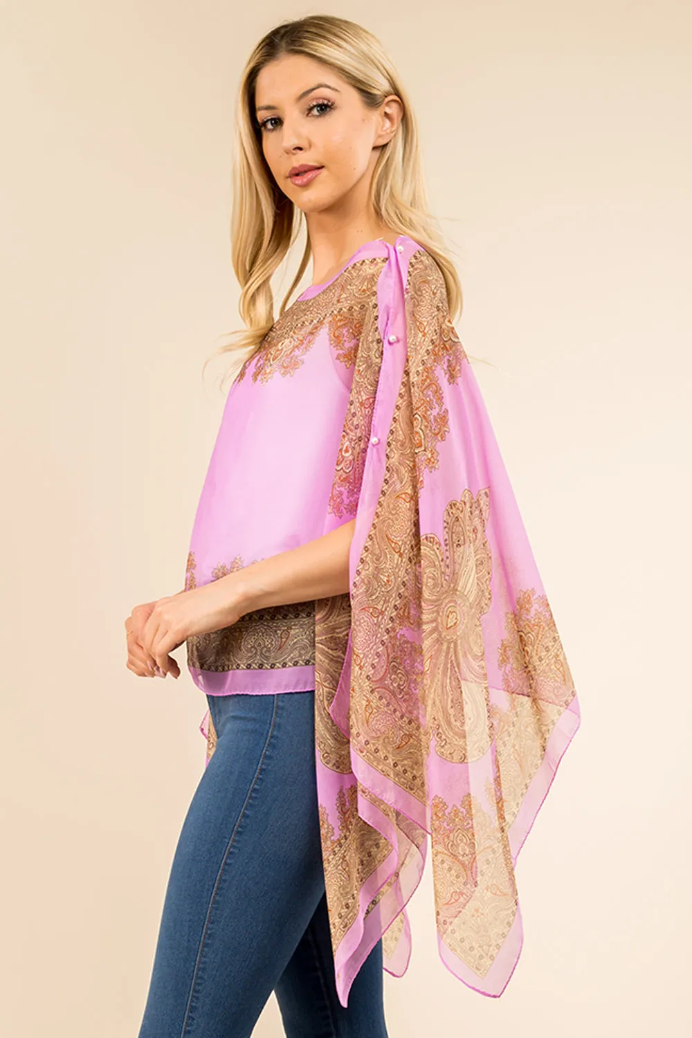 PP-3361 paisley design multi way poncho