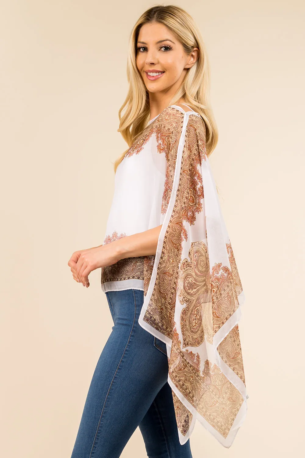 PP-3361 paisley design multi way poncho