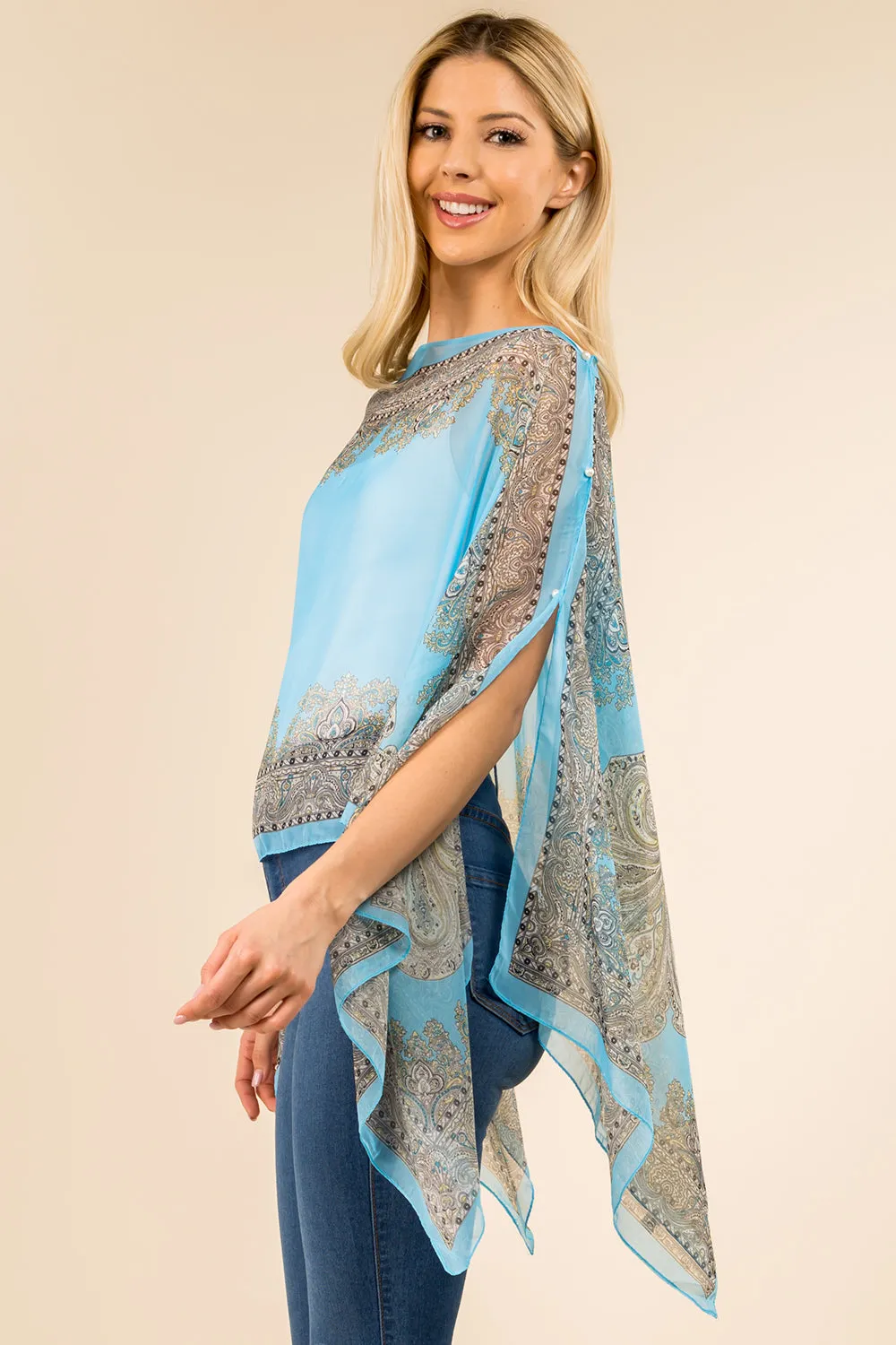 PP-3361 paisley design multi way poncho