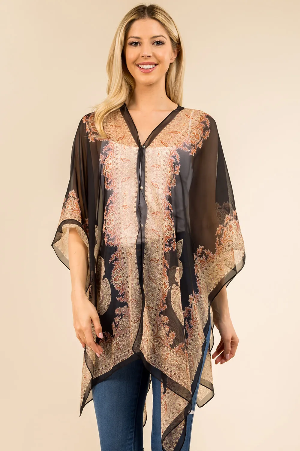 PP-3361 paisley design multi way poncho