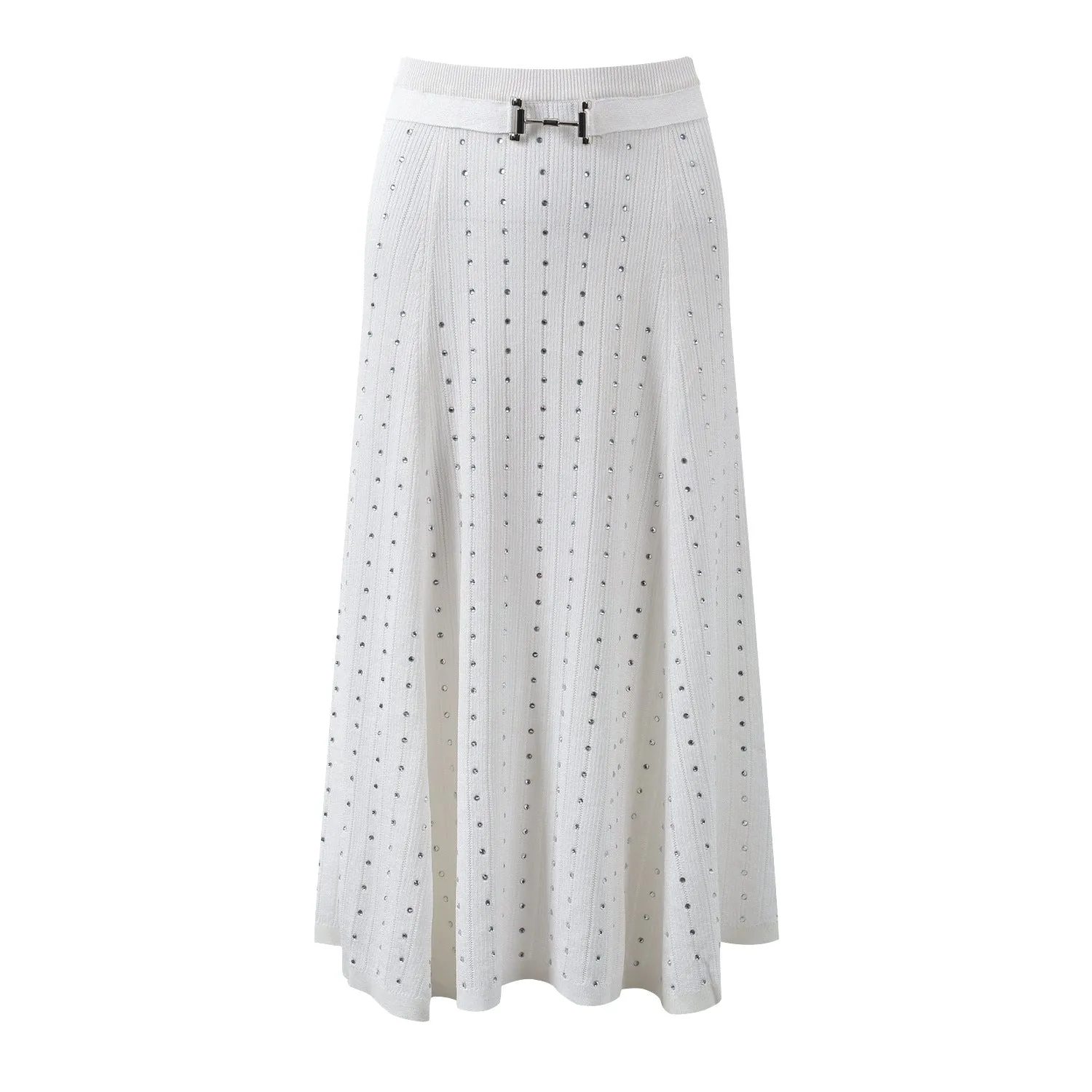 Pre Order:  Hot Stamping Diamond V-Neck Top   Midi Skirt