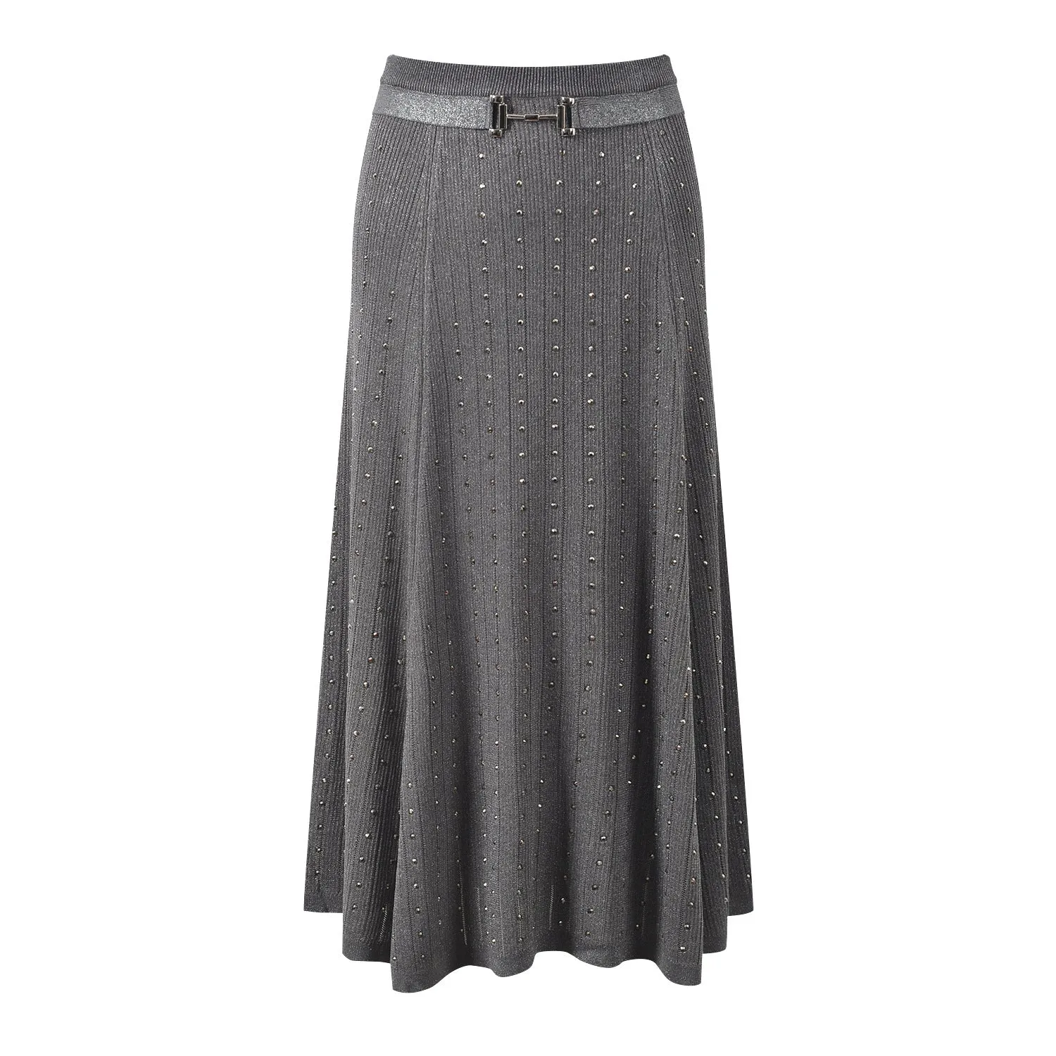 Pre Order:  Hot Stamping Diamond V-Neck Top   Midi Skirt