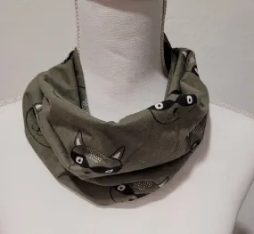 Raccoon Single Loop Knit Infinity Scarf