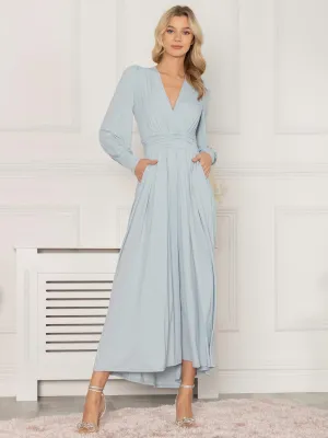 Rashelle Jersey Long Sleeve Maxi Dress, Ice Blue