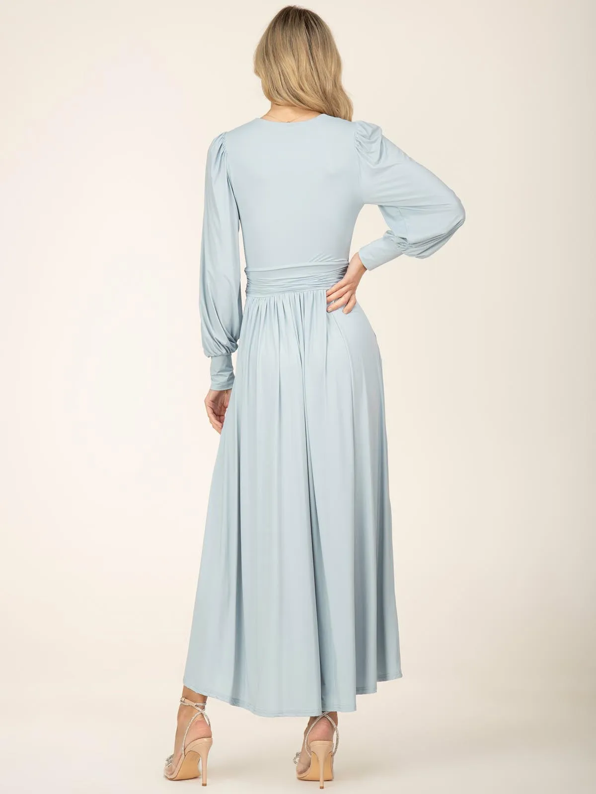 Rashelle Jersey Long Sleeve Maxi Dress, Ice Blue