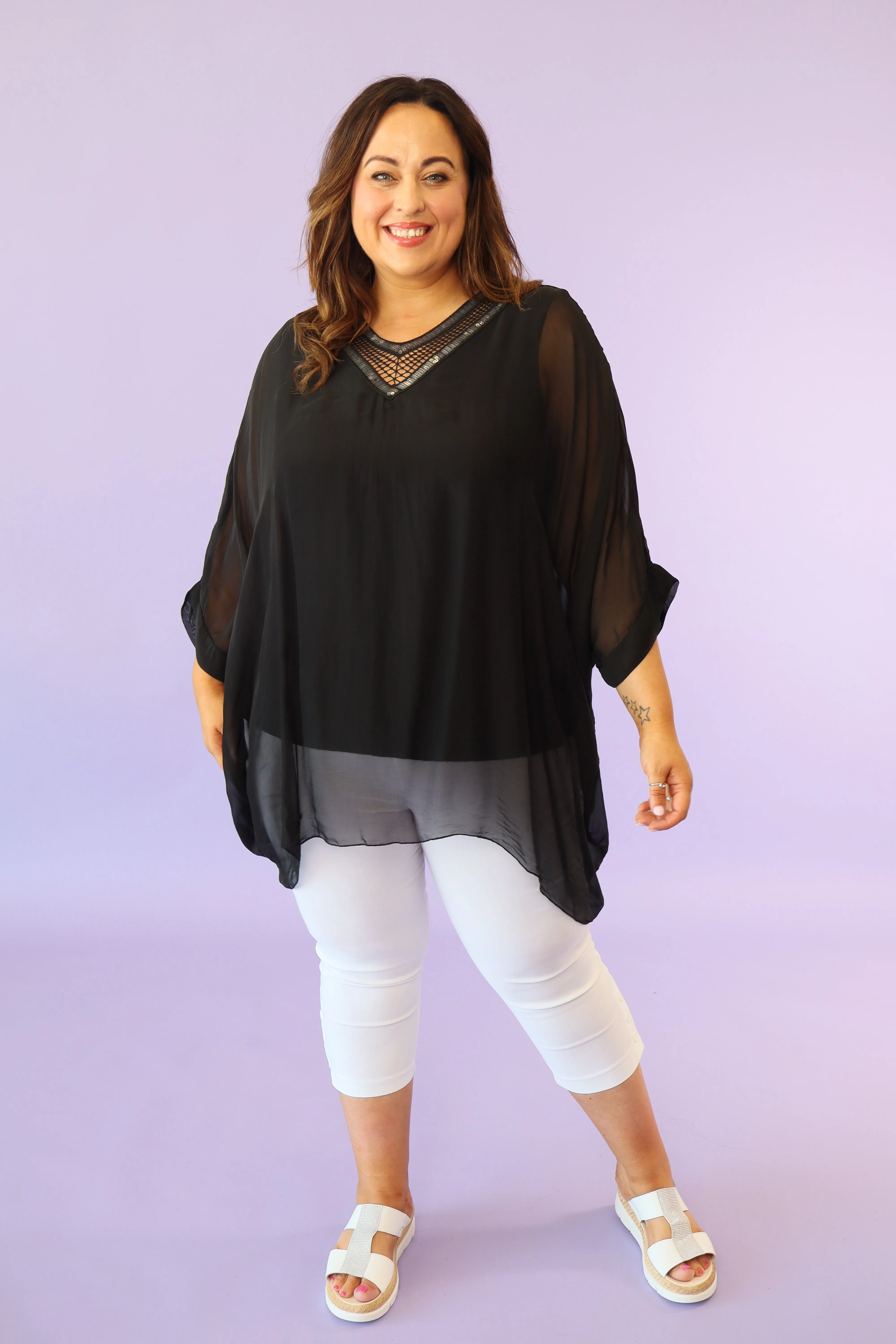 Ruby Sequin Blouse in Black