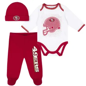 San Francisco 49ers 3-Piece Baby Boys Bodysuit, Pant, and Cap Set