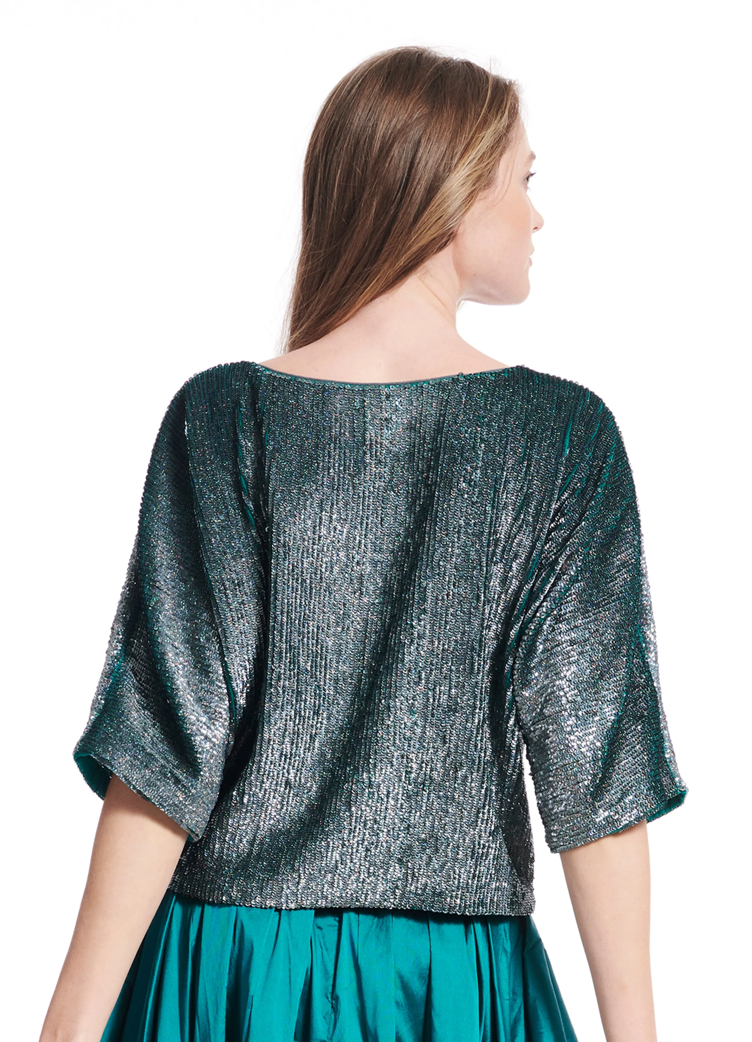 Sequin Blouson with Dolman Sleeves