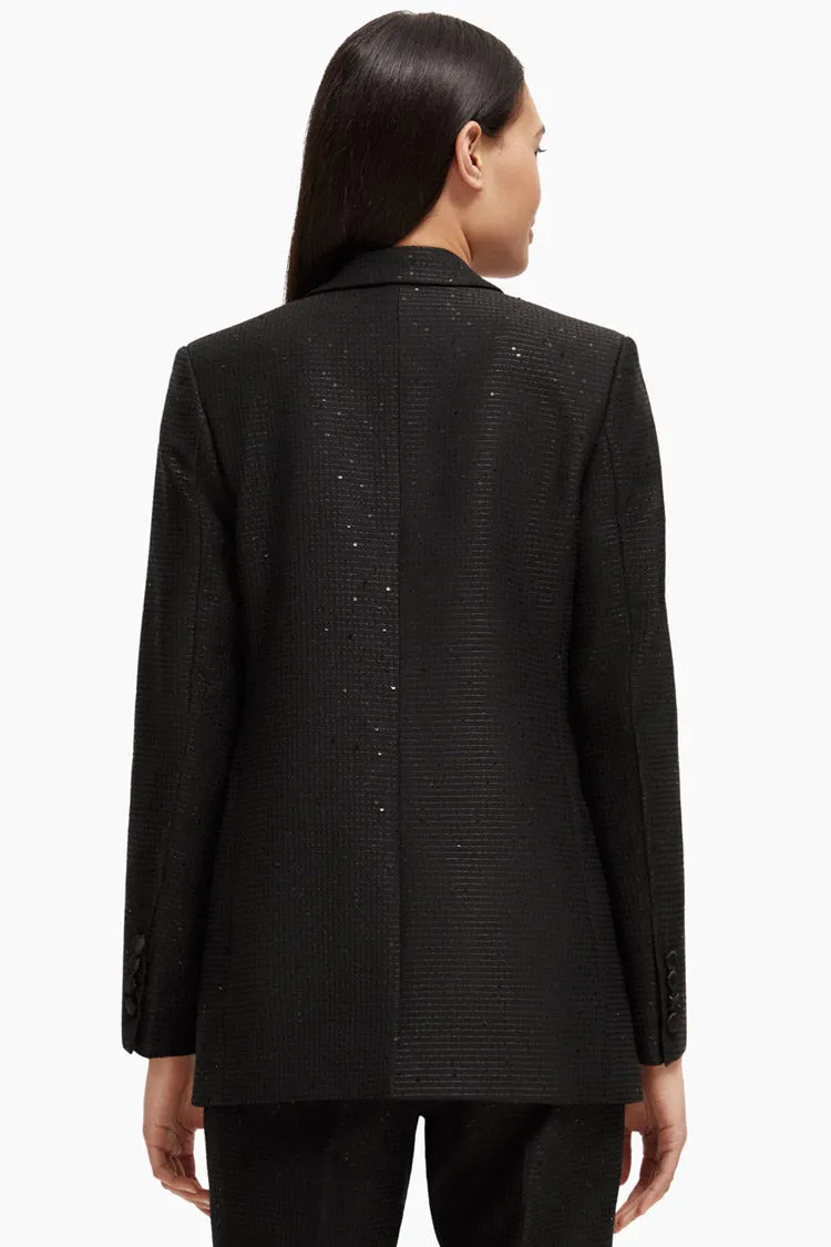 Sequin Jacquard Single Breasted Blazer | FINAL SALE