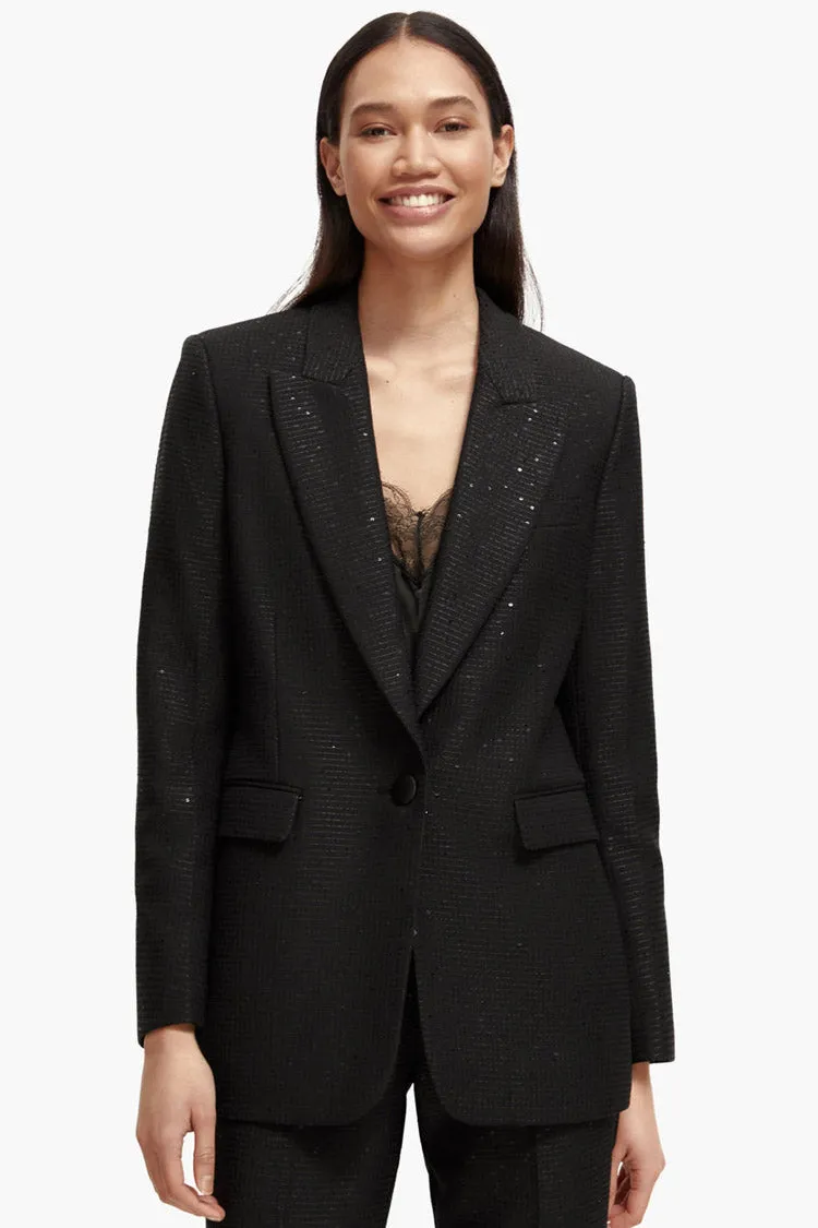 Sequin Jacquard Single Breasted Blazer | FINAL SALE