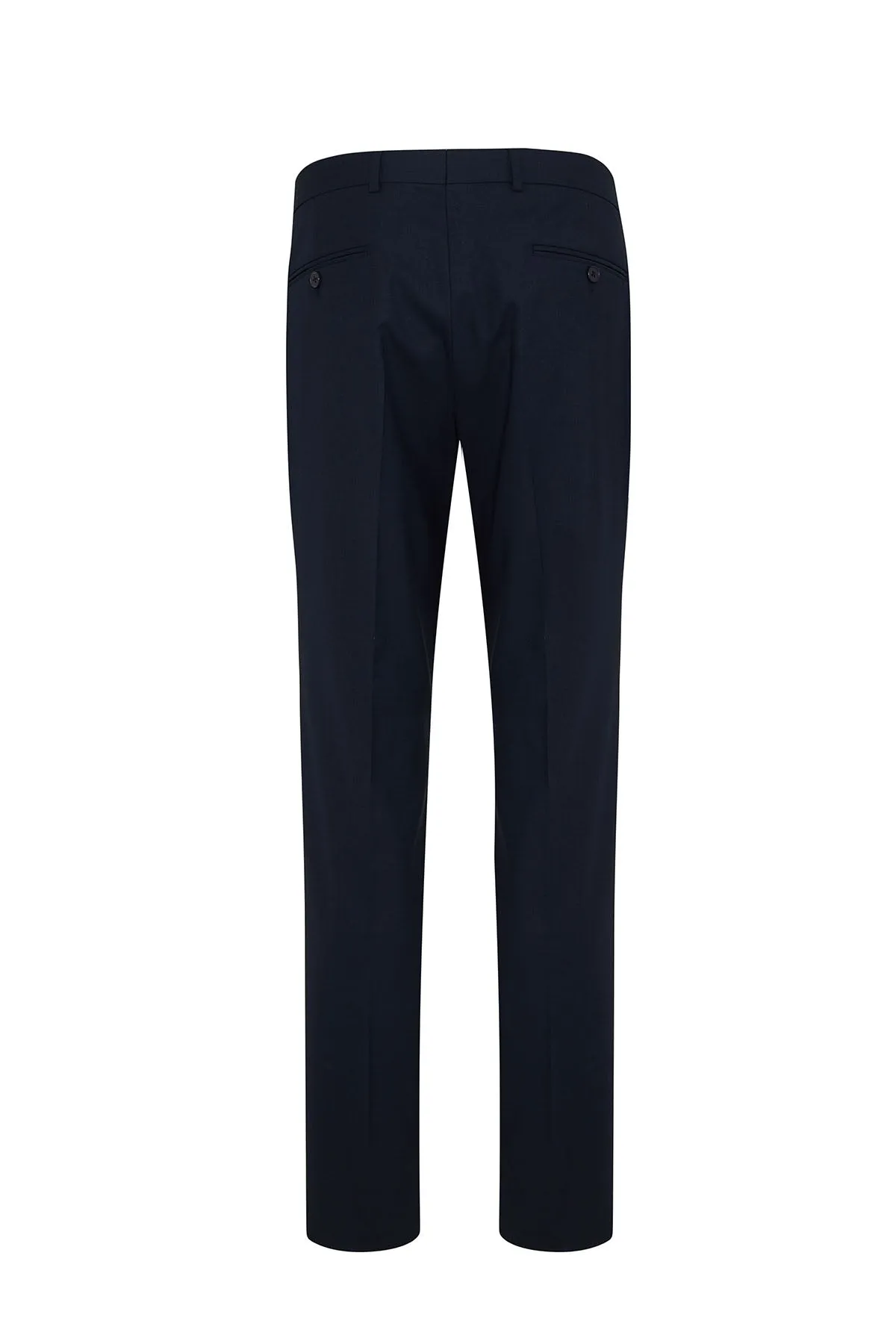 Slim Fit Navy Side Pocket Low Waist Wool Dress Pants