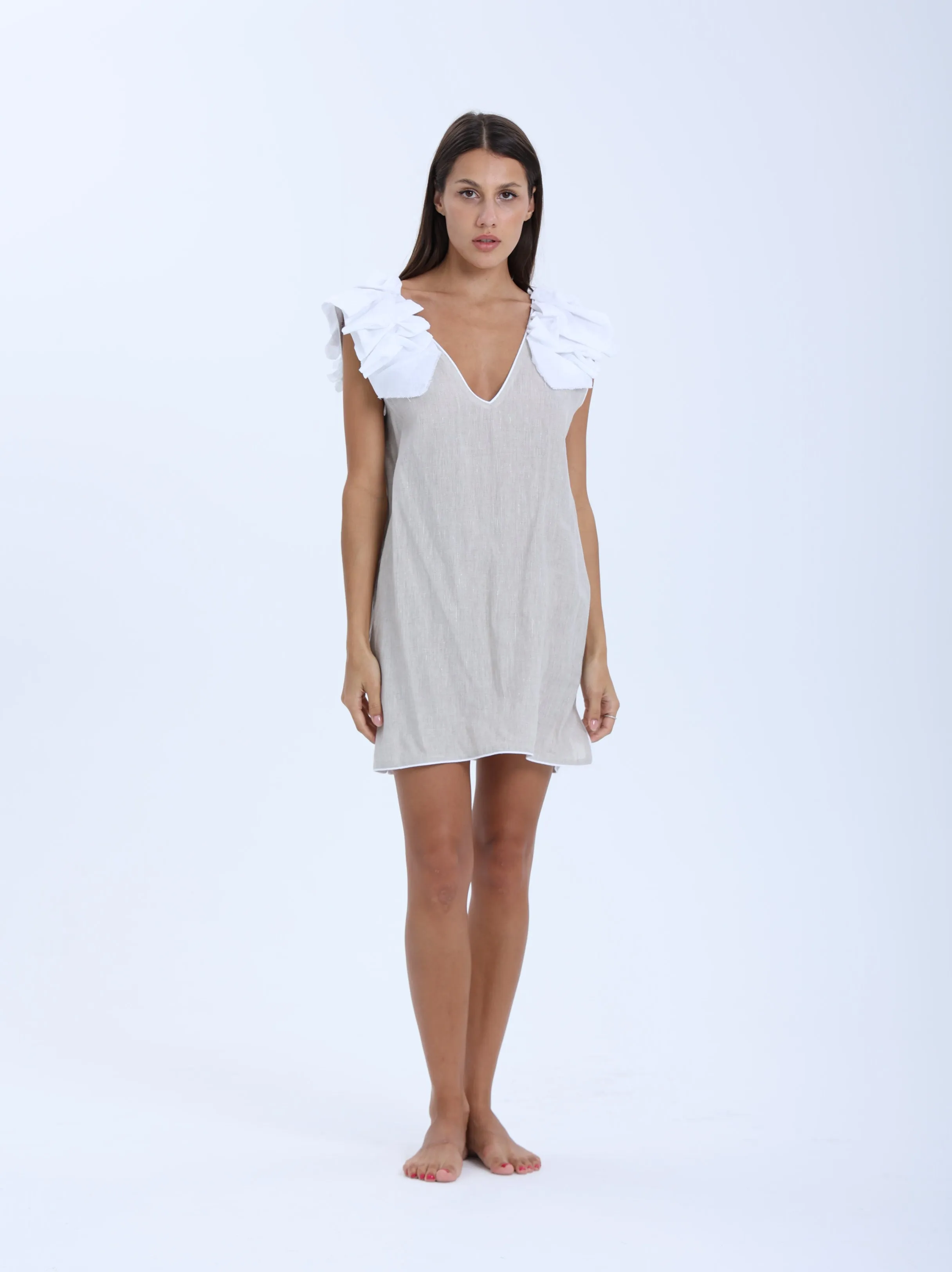 St. Tropez Sleeveless Mini Dress - Beige