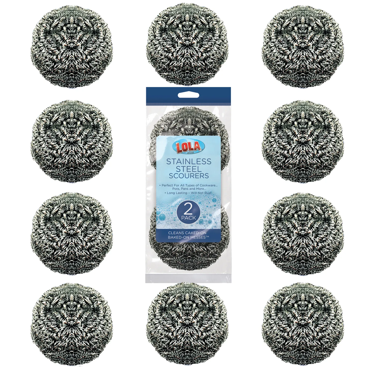 Stainless Steel Scourers - 12 pack