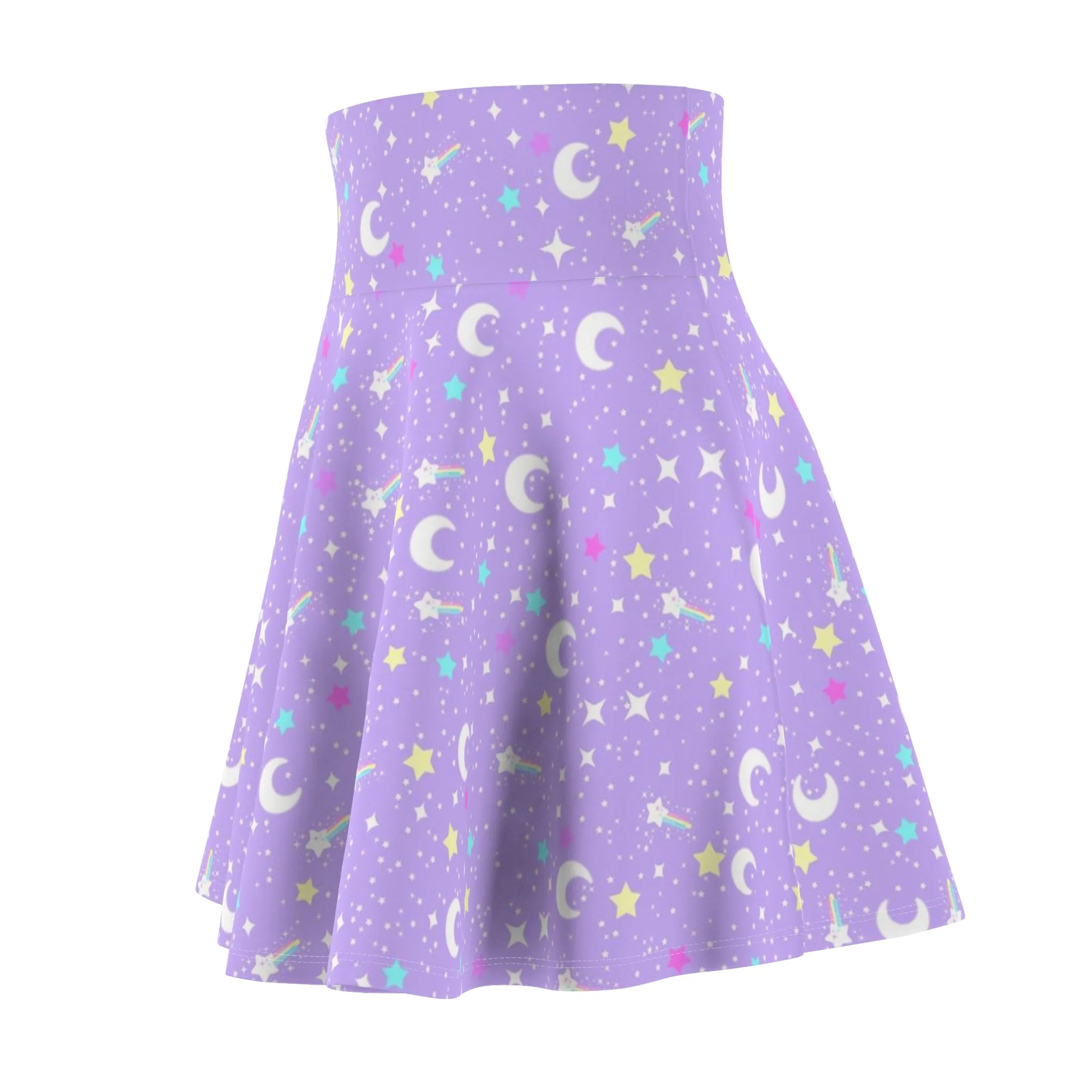 Starry Glitter Purple High Waist Skater Skirt