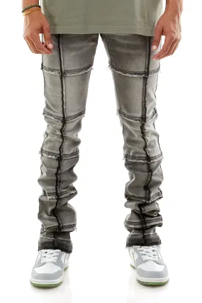 Stretch Denim Stacke Mens Jeans With Raw Finishing