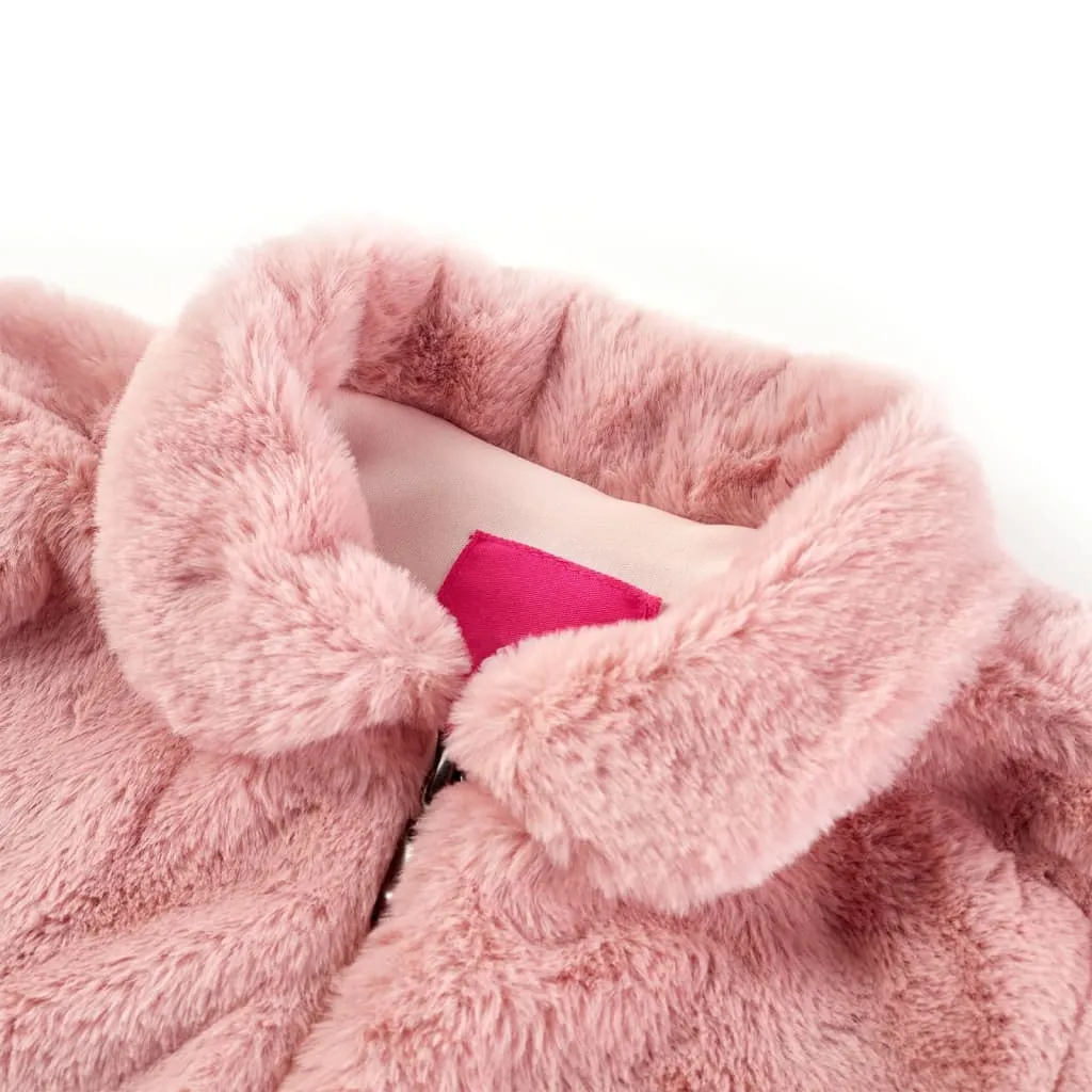 Stylish Kids' Pink Faux Fur Coat - Warm & Cozy | Size 128 for Ages 7-8 | High-Quality Children's Wear