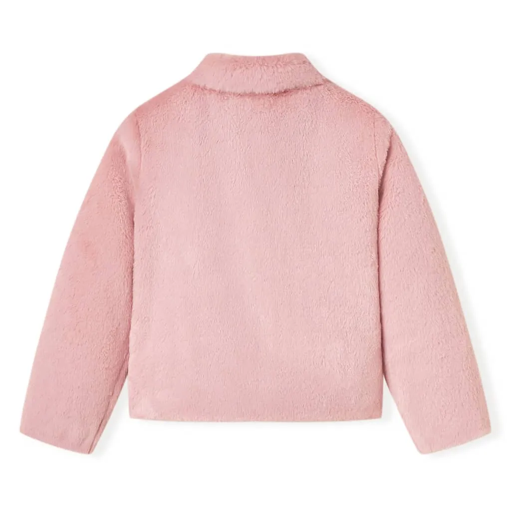 Stylish Kids' Pink Faux Fur Coat - Warm & Cozy | Size 128 for Ages 7-8 | High-Quality Children's Wear