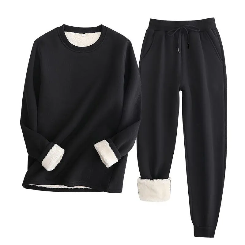 Sweatshirt And Sweatpants Suit European And American Lambswool