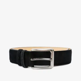 The Bari Black Suede Leather Belt