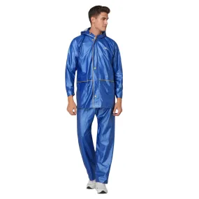 THE CLOWNFISH Rain Coat for Men Waterproof for Bike with Hood Raincoat for Men & Women. Samson Pro Series (Blue, X-Large)