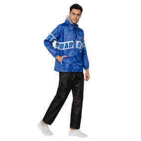 THE CLOWNFISH Road Rider Men's Waterproof Raincoat Polyester Double Coating Reversible Rain Suit with Hood & Inner Mobile Pocket. Set of Top and Bottom. Printed Plastic Pouch (Royal Blue, XXX-Large)