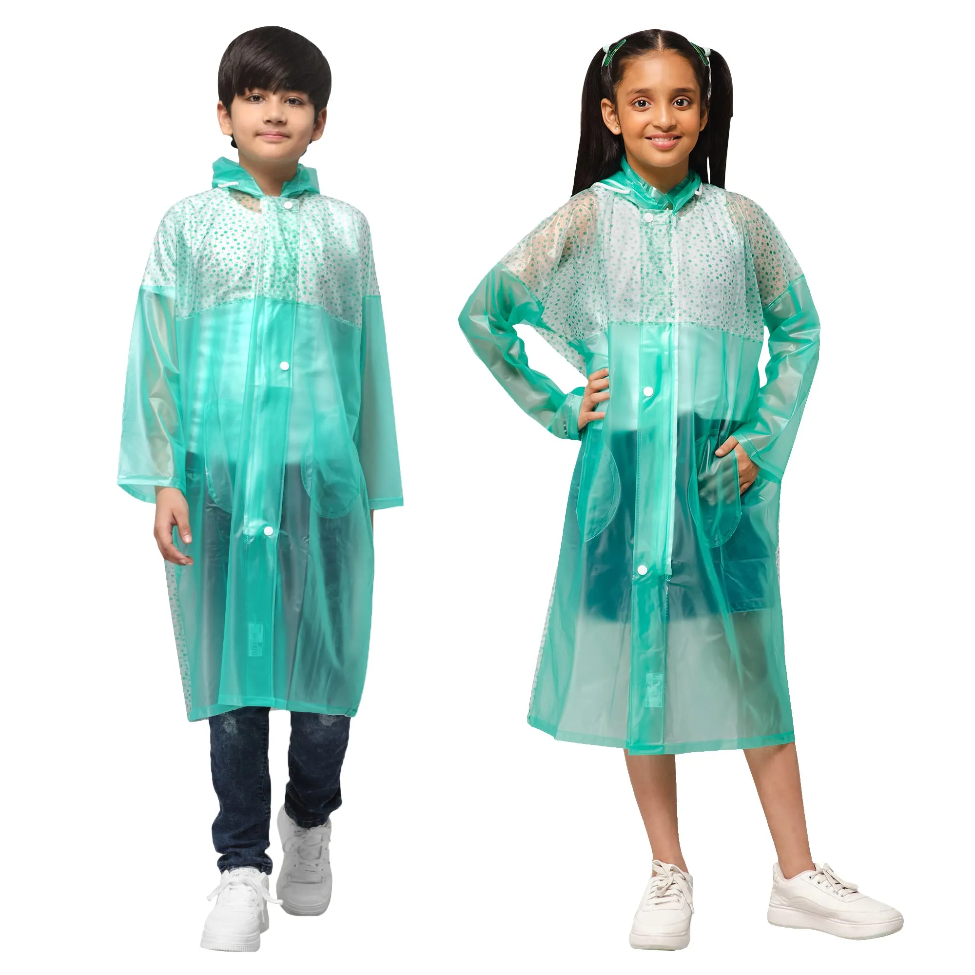 THE CLOWNFISH Wet & Wild Series Unisex Kids Waterproof Single Layer PVC Longcoat/Raincoat with Adjustable Hood. Age-4-5 Years (Dark Pink)