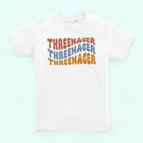 Threenager Shirt - Third Birthday Natural Toddler Tee -3rd Birthday shirt