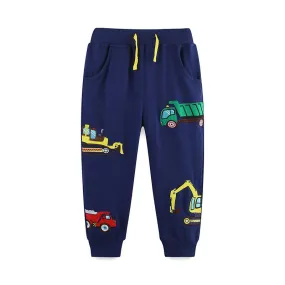 Toddler/Kid Boy's Colorful Trucks Embroidery Design Pants