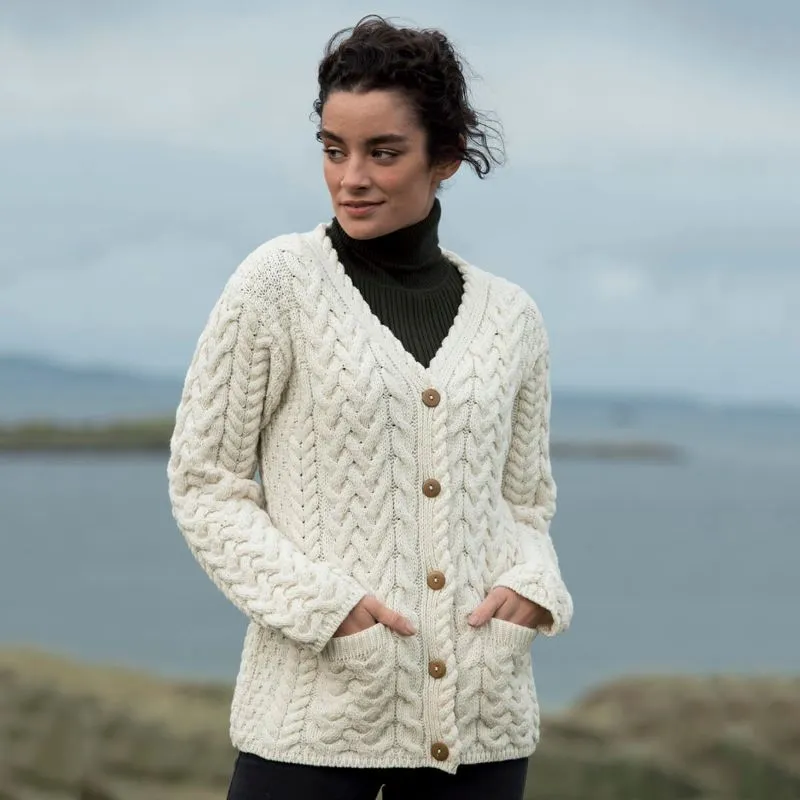 Traditional Irish Cable Knit Ladies Cardigan