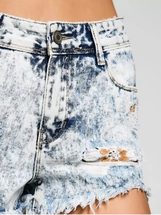 Trendy Cutoffs Tie Dyed Denim Shorts