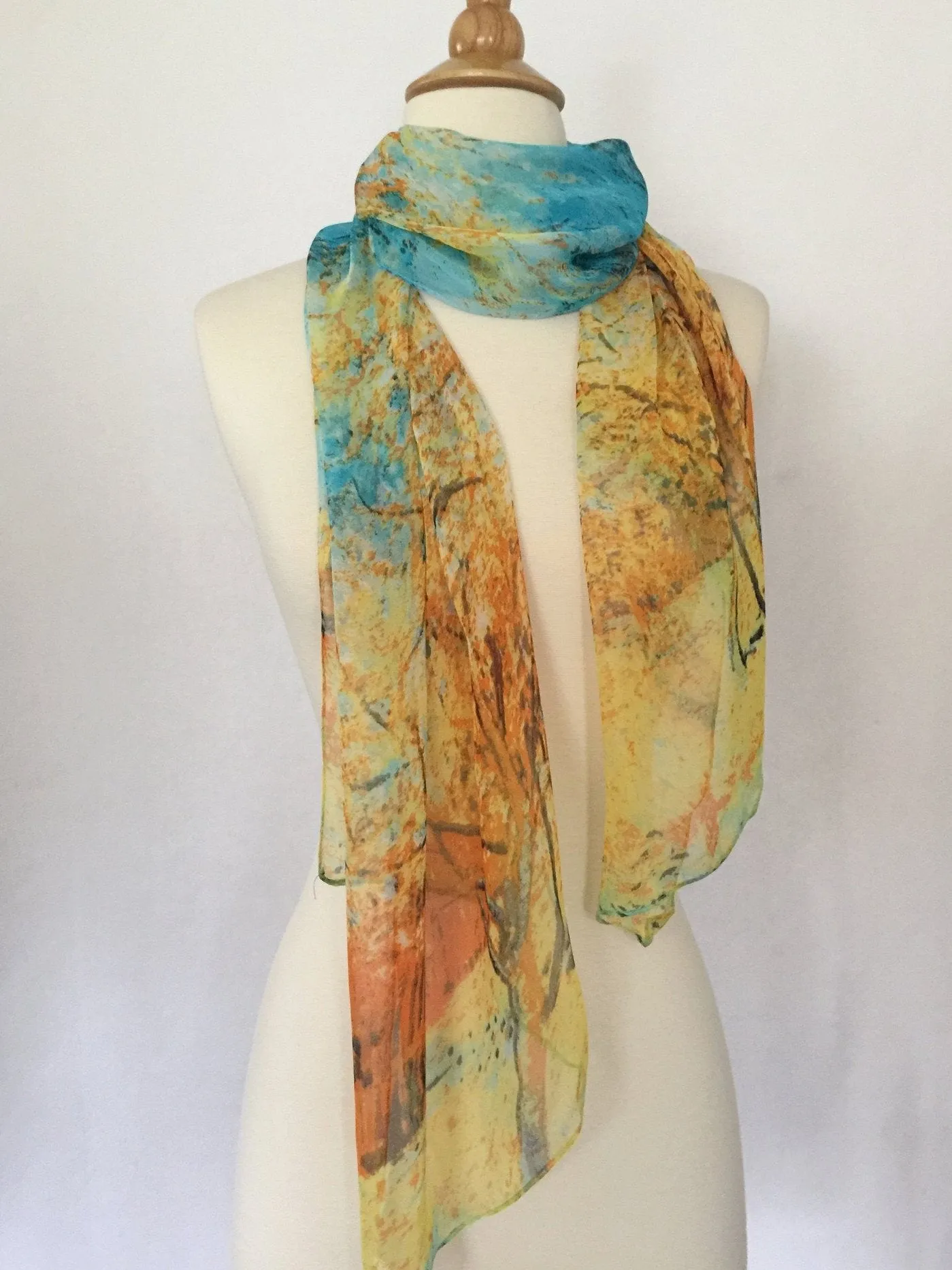 Van Gogh Trees Scarf - Blue/Gold/Orange/Brown