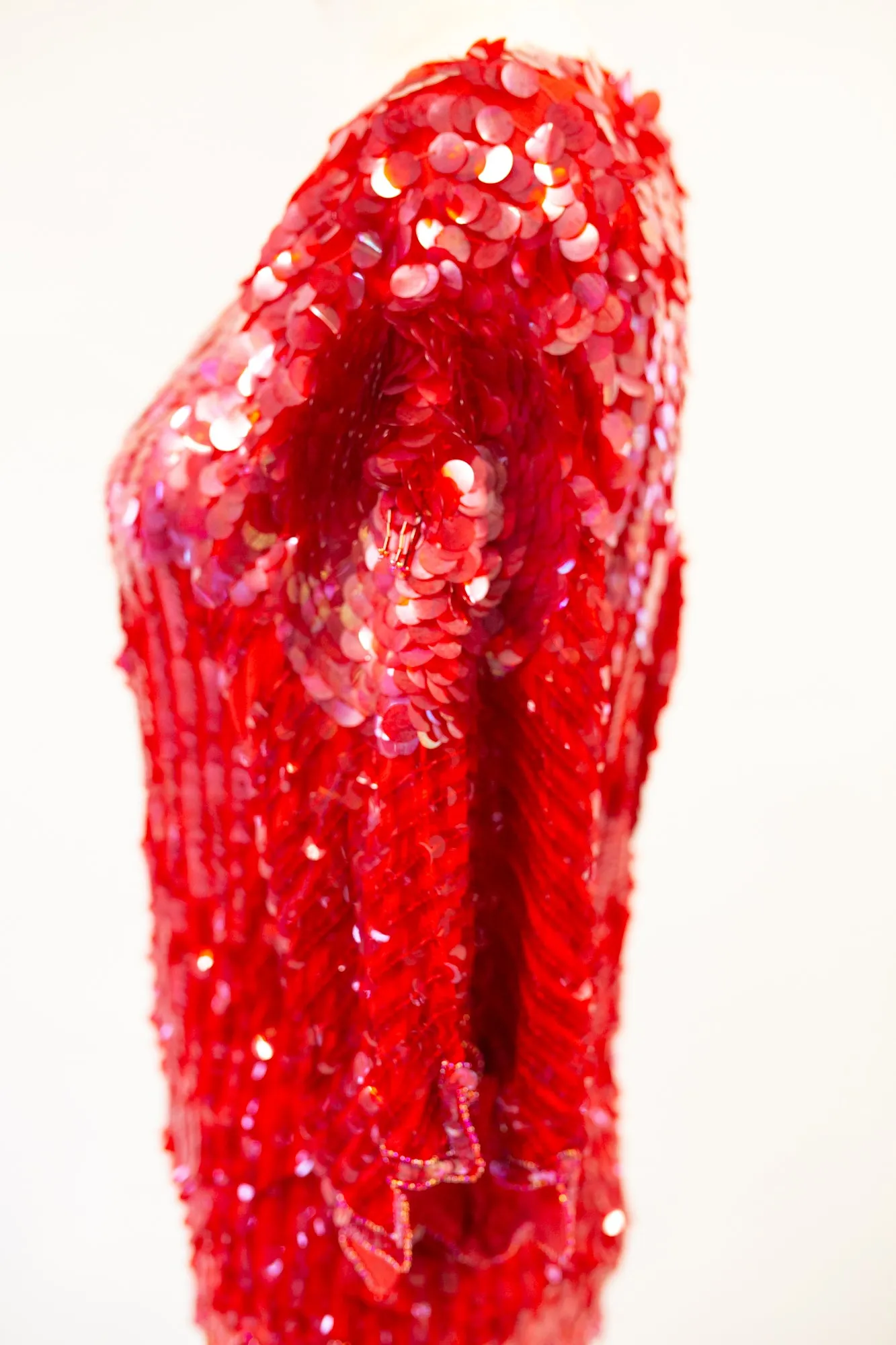 Vintage 1980s Red Silk Sequin Top by Swee - Lo