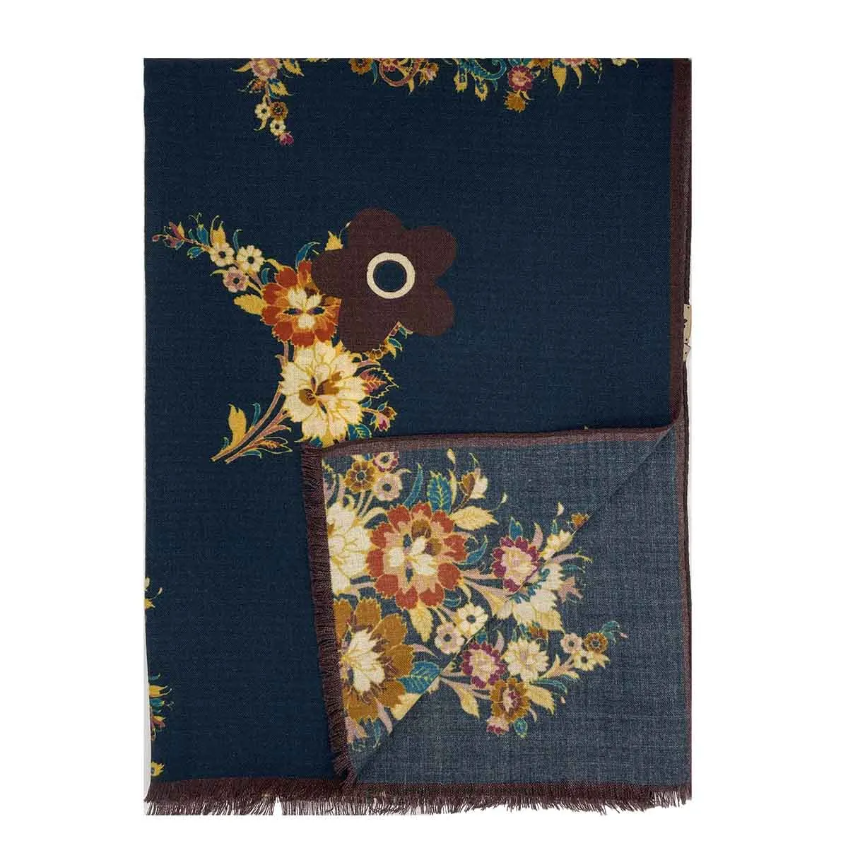 vintage archive floral design Blue scarf PERVINCA