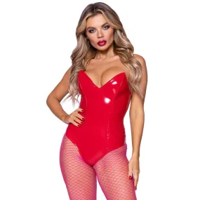 Vinyl Bodysuit - Medium - Red