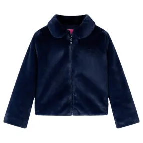 Warm & Stylish Kids' Faux Fur Coat in Navy - Size 128 (7-8 Years) - Cozy & Machine Washable