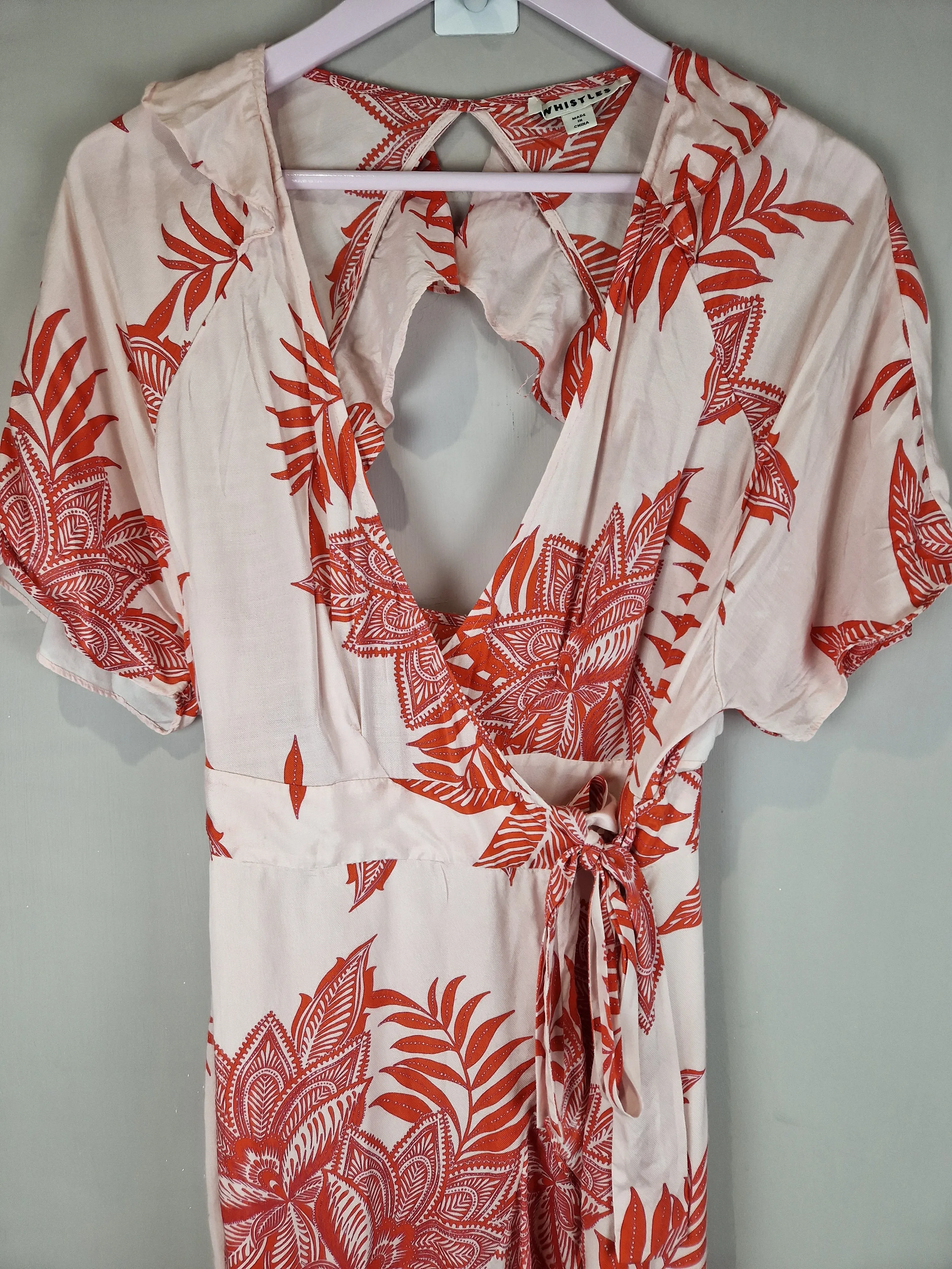 Whistles Palmyra print frill wrap dress - Size 12