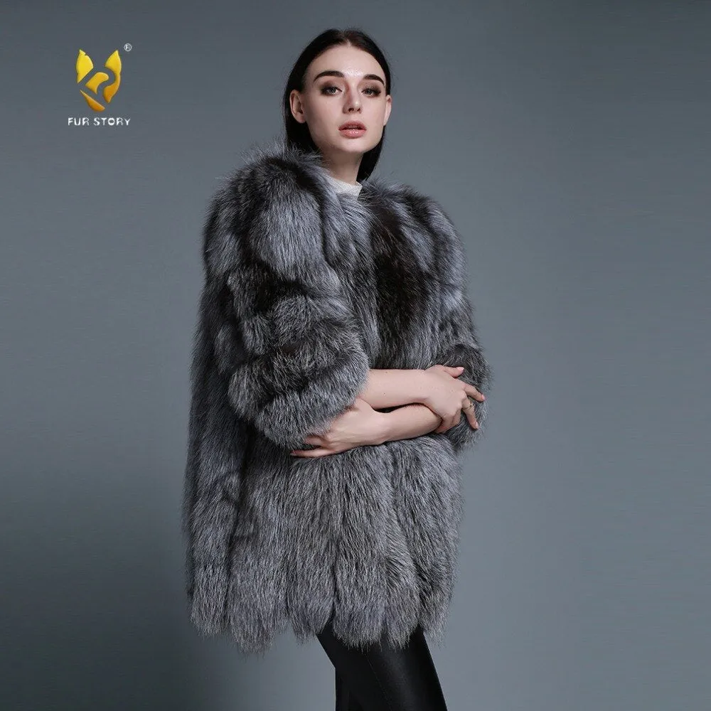 Women's coat Winter Coat Women's Genuine Fox Fur Coat Women  13056