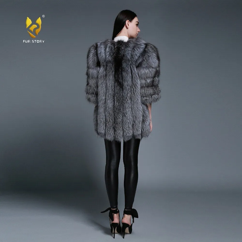 Women's coat Winter Coat Women's Genuine Fox Fur Coat Women  13056