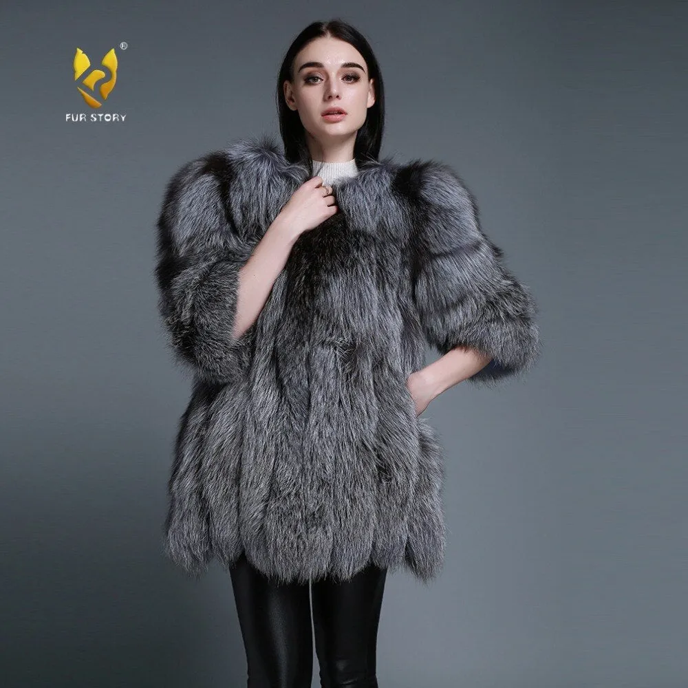 Women's coat Winter Coat Women's Genuine Fox Fur Coat Women  13056