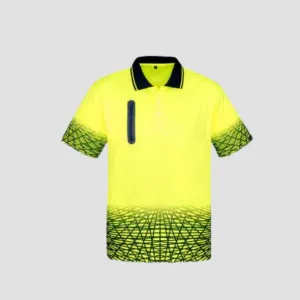 YELLOW NAVY TRACKS HI VIS POLO